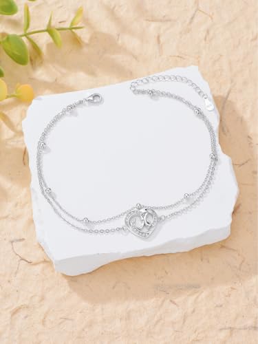 Dorunmo Initial Anklet 925 Sterling Silver Letter A-Z Layered Heart Anklet Beach Jewelry Birthday Gifts for Women - color: H