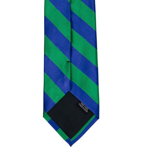 tiemart Men's Striped Tie Standard Length - color: Kelly Green and Royal Blue