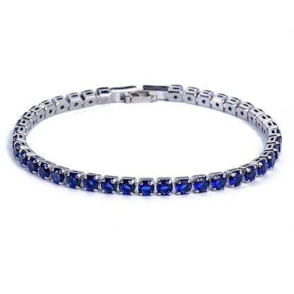 GulCean 14K Gold Plated 4mm Cubic Zirconia Classic Tennis Bracelet Copper CZ Charm Iced Out Tennis Bracelet for Women Men Size 6.7inch 7.5 inch - color: Blue, size: 6.7inch(17cm)