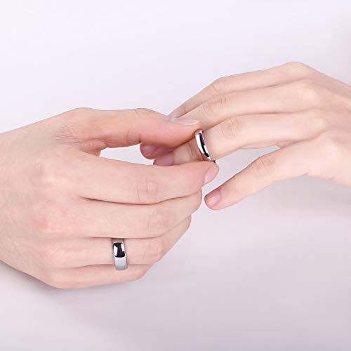 TRUMIUM 2mm 4mm 6mm 8mm Tungsten Wedding Band Ring for Men Women Silver/Rose Gold Plated/Rainbow/Gold Plated Domed High Polish Engagement Promise Rings Comfort Fit 4-15 - color: 8mm silver plated