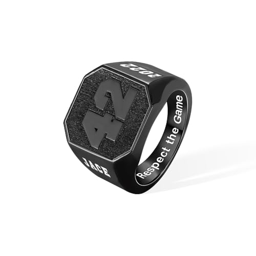 callie Custom Signet Ring - Engraved Text & Photo, Personalized Family Crest Coat Of Arms Rings, 925 Sterling Silver/Brass | Father's Day Jewelry Gifts for Men & Women - color: Number