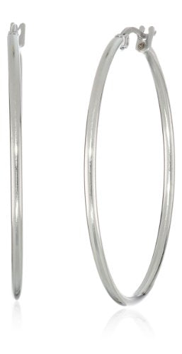 Amazon Essentials Stainless Steel Rounded Tube Hoop Earrings (50mm), (previously Amazon Collection) - color: Stainless Steel, size: 41 mm
