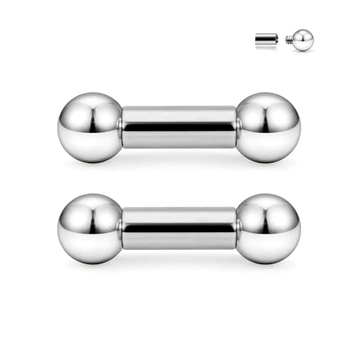Ruifan Grade 23 Titanium Internally Threaded Nipple Piercing Jewelry Barbell Ring PA Tongue Rings Nipple Straight Body Piercing Jewelry for Women Men 16G 14G 12G 8G 6G 4G 2G - size: 2GA - 1/2" (12mm)