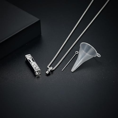 Imrsanl Tree of Life Urn Necklace for Men Women Bar Cremation Jewelry for Ashes Keepsake Ashes Necklace Pendent - color: Customize