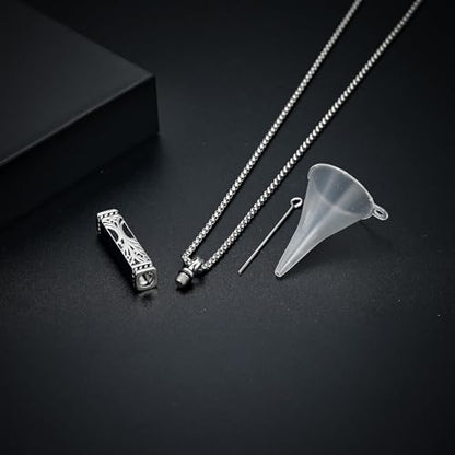 Imrsanl Tree of Life Urn Necklace for Men Women Bar Cremation Jewelry for Ashes Keepsake Ashes Necklace Pendent - color: Customize