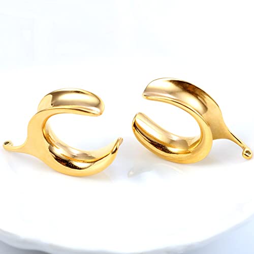 (6mm 2g DIY Ear Saddle Tunnel Plugs Piercing Stretchers Black Gold Silver Hypoallergenic 316 Stainless Steel Ear Gauges Dangle Accessories Expander Fashion Body Jewelry 2PCS - color: Gold, size: 8mm