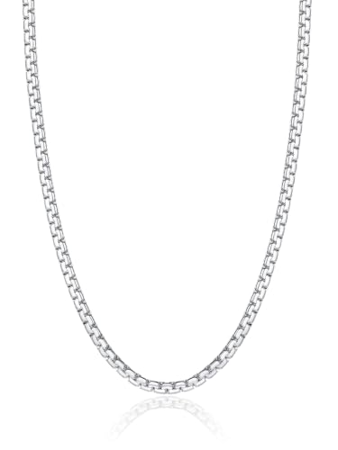 ChainsPro Stainless Steel Chains for Pendants, Flat Box Chain for Mens | Hypoallergenic Unisex Box Chain, Daily Wear Essential Necklaces for Pendant, Black/Silver/Gold Plated, Waterproof, No Tarnish - color: Silver Plated