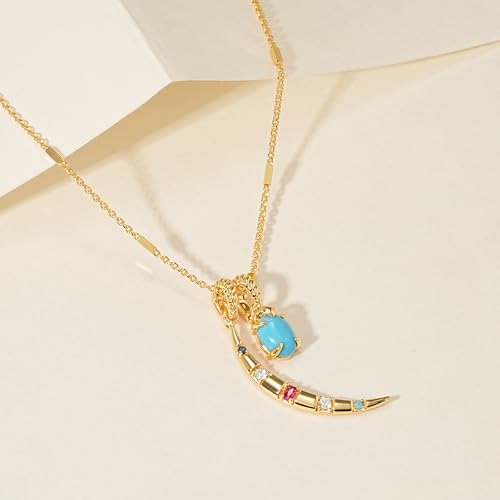 MTMY Gold Moon Pendant Necklace for Women,14K Gold Plated Dainty Chain Crescent Moon Sun Star Necklace Jewelry - style: mix moon