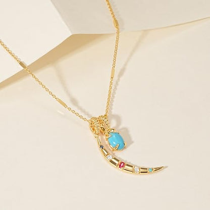 MTMY Gold Moon Pendant Necklace for Women,14K Gold Plated Dainty Chain Crescent Moon Sun Star Necklace Jewelry - style: mix moon