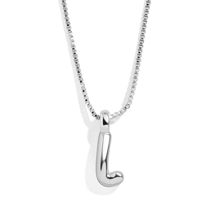 BaubleBar Gold-Plated Initial Necklace - Bubble or Signature Letter Pendant, 17-Inch Chain Necklace with Lobster Clasp, Fashion Jewelry, Perfect Personalized Gift for Women - color: L
