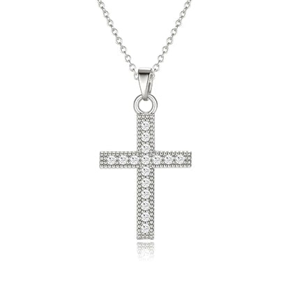 Cross Necklace for Women, 14K Gold Plated Cubic Zirconia Cross Pendant Necklace, Trendy Christian Jewelry Gifts for Baptism First Communion Christmas - color: Style J - Silver