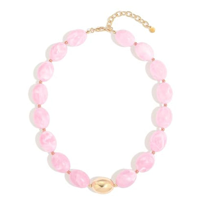 Chunky Beaded Necklaces for Women Statement Necklace | Bold Chunky Choker, Large Resin Beads, Adjustable Necklace, Boho Trendy Summer Beach Holiday Jewelry - color: Pink-04