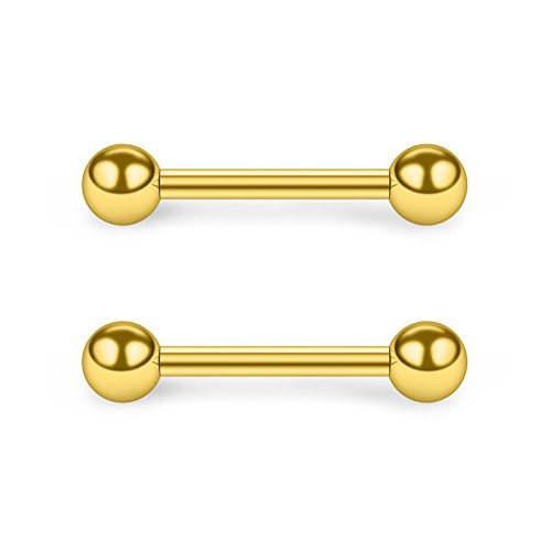 SCERRING 14G Nipple Rings 316L Stainless Steel Externally Threaded Nipplerings Tongue Bar Barbell Rings Piercing Retainer For Women Men - style: 12PCS - 1/2" (12mm)