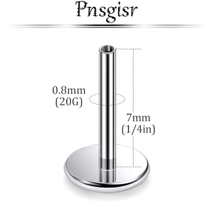 F136 Titanium 20/18/16G Threaded/Threadless Flat Earring Back Converter Kit Nose Lip Rings Medusa Labret Flatback Posts Cartilage Helix Conch Tragus Stud Piercing Jewelry Bar for Women Men - color: Internally Threaded, size: 20g, 7mm