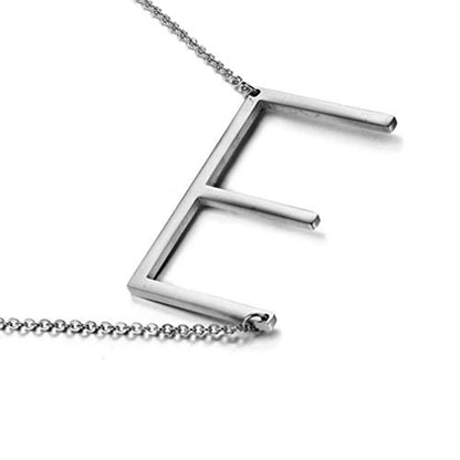 MOMOL Sideways Initial Necklace 18K Gold Plated Stainless Steel Large Big Letters Pendant Necklace Script Name Monogram Necklaces for Women - color: E