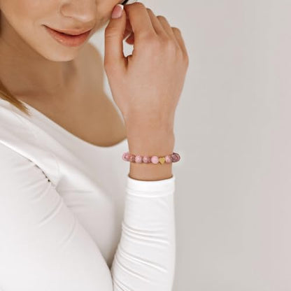 Healing Bracelet For Women Anxiety Beaded Bracelets Jewelry Healing Stone Crystal Bracelet Stress Relief Yoga Beads Chakra Bracelets Gifts For Women pink - color: Heart-Pink Zebra Stone