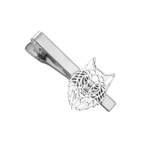 Dreamtimes Wolf Head Tie Clip Viking Wolf Tie Clips for Men Stainless Steel Stickpin Tie Clasp Nordic Jewelry Gifts - color: Silver