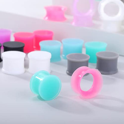 Juway Oveta Ear Gauges for Ear Silicone Ear Plugs Soft Flexible Silicone Gauge Saddle Silicone Ear Plugs and Tunnels 6mm-20mm(16 Pairs) - color: 32PCS 14mm(9/16")