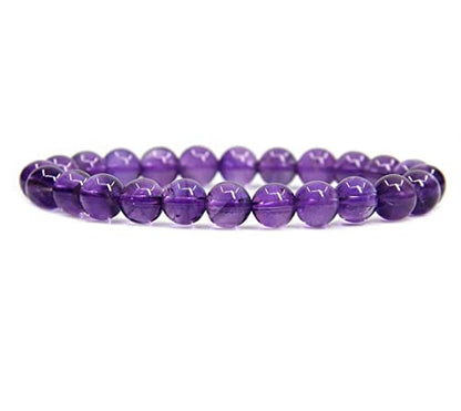 Angelstones Gemstones 8mm Round Beads Healing Crystal Bracelet for women | Natural Gemstone, Handmade Gifts for Women, Healing Crystal Round Beaded Stretch Bracelets, Unisex Jewelry for Women and Men - color: Dream Light Amethyst