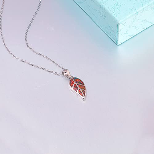 CiNily Opal Leaf/Flower Pendant Necklace for Women Silver Plated Jewelry Gift - color: orange+orange