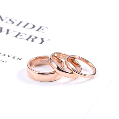 TRUMIUM 2mm 4mm 6mm 8mm Tungsten Wedding Band Ring for Men Women Silver/Rose Gold Plated/Rainbow/Gold Plated Domed High Polish Engagement Promise Rings Comfort Fit 4-15 - color: 2mm rose gold plated