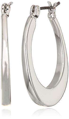 Nine West Women's Hoop Earrings, Classic Fashion Jewelry Accessories for Everyday Wear, Lightweight Statement Earrings for Casual, Office, and Evening Looks - color: Thick Oval - Silver