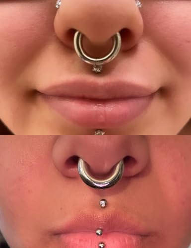 20G-2G Surgical Steel Hinged Clicker Septum Nose Rings Gauges Earrings Seamless Hoops Eyebrow Lip Ring Cliker Helix Tragus Daith Rook Earrings for Women Men - color: Silver, size: 2G(6mm)-12/14/16/19mm