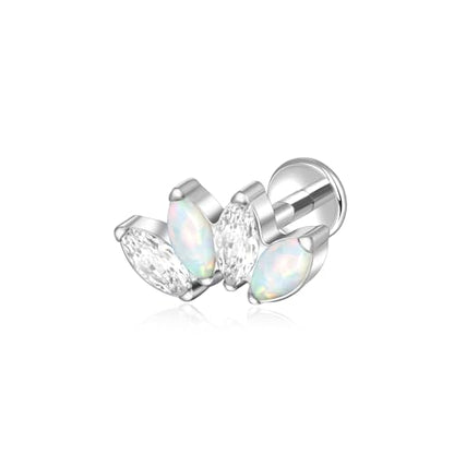 Lantine G23 Titanium Helix Piercing Jewelry Opal 16g Flat Back Stud Earrings Climber Labret Cartilage Tragus Daith Piercing Jewelry - color: Opal+Cz, size: 16g 6mm
