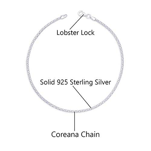 Savlano 925 Sterling Silver 9, 10 Inches Chain Anklet for Women Comes With a Gift Box - style: DC Coreana