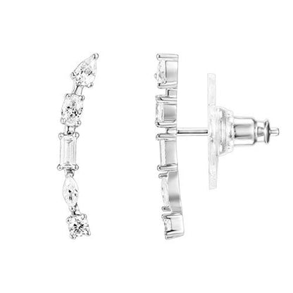 PAVOI 14K Gold Plated Cubic Zirconia Ear Crawler Earrings - Faux Diamond Ear Climber Fashion Earrings for Women - style: Collage