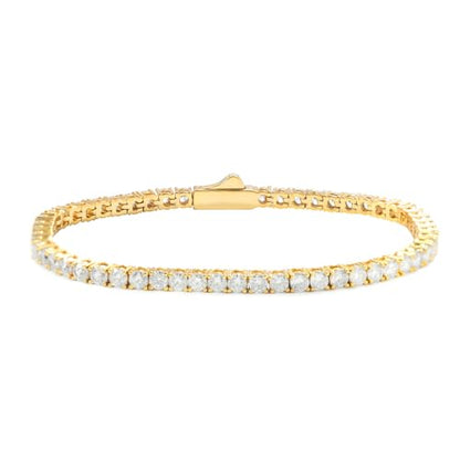 18K Gold Plated Tennis Bracelet for Women Men, 3/4/5mm Iced Out 5A Cubic Zirconia Classic Tennis Chain Bracelets 7 Inches 8 Inches, Diamond Tennis Bracelet Lady Fashion Jewelry - color: Gold, size: 7 Inches, style: 3mm
