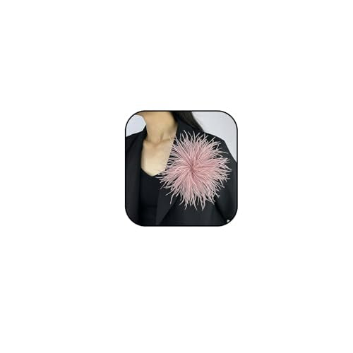 Dainty Feather Flower Brooch Pin for Women Oversized Floral Lapel Pins Elegant Feather Corsage Brooches Suit Clothes Shawl Dress for Wedding Party Banquet Dance Trendy Jewelry 150mm - color: Pink