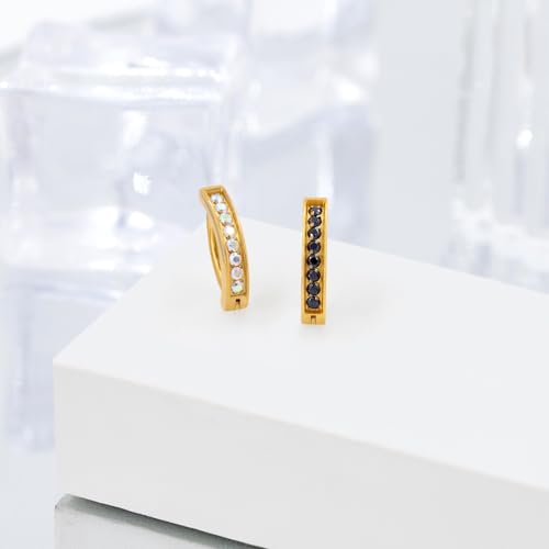 16G Labret Stud, G23 Titanium Vertical Labret Lip Piercing Jewelry, Gold Eyebrow Ring Clicker Belly Button Ring Hoop For Women Men - color: Gold, size: 8mm AB CZ