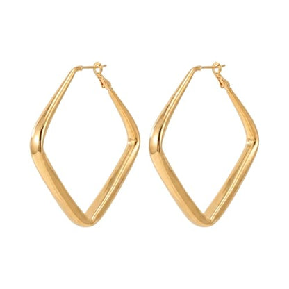 Hoop Earrings for Women, Hypoallergenic Stainless Steel Lightweight Thin Large Big Hoops Earrings Set for Women, Non Tarnish for Jewelry Gift 40MM - color: Gold Square Hoop Earrings