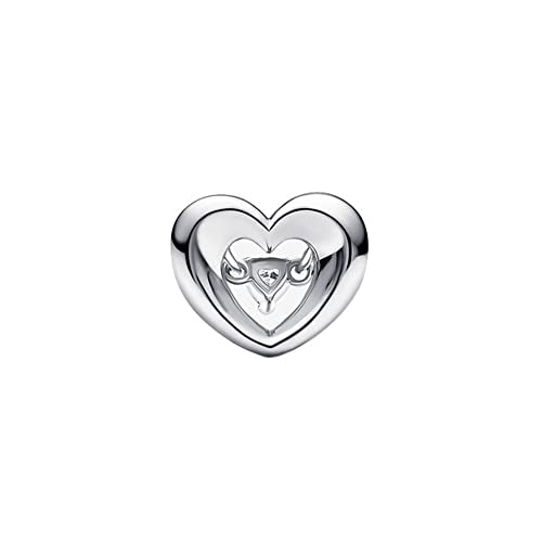 Jewelry Love Heart Charms for Women Bracelets and Necklaces | 925 Sterling Silver,Mother's Day Birthday Christmas - color: Silver Radiant Heart Floating Stone Charm