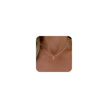 Initial Necklaces for Women, Dainty A-Z Pendant Letter Charm Necklace Personalized Name Necklaces for Women Trendy Jewelry Gift - color: E, style: Silver