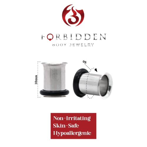 Forbidden Body Jewelry 12G-1 Inch Surgical Steel Single Flared Tunnel Plugs Plus O-Ring, Choose Pcs/Gauge - style: 2pcs: 8mm (0GA)