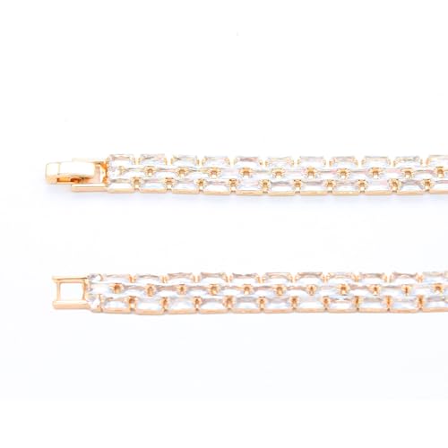 Tennis Bracelet, 13mm Width, Black Cubic Zirconia, Gold Plated Brass, 7 Inch Length, 11 Grams - color: Gold Clear