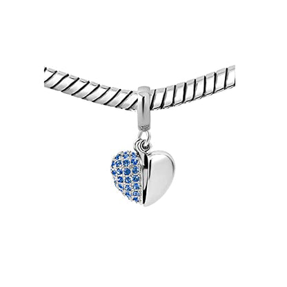 KunBead Daughter Heart I Love You Birthstone Dangle Charms Compatible with Pandora Bracelet Gift for Womens Birthday - color: Deep Blue