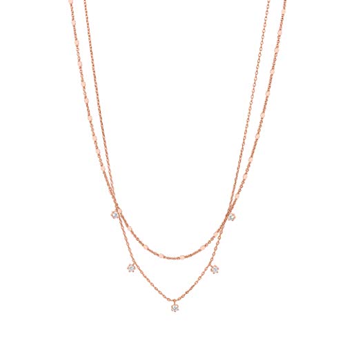 PAVOI 14K Gold Plated Dainty Layering Necklaces for Women | Snake Chain, Curb Link, Paperclip Layered Chains | Trendy Layering Necklace - style: CZ