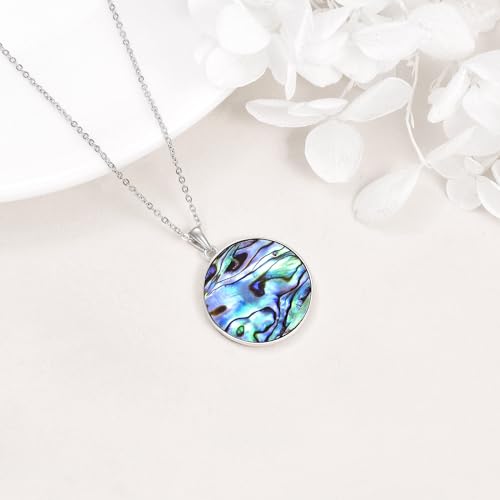 VONALA Artemis's/Poseidon's/Athena's/Weapons Necklace S925 Sterling Silver Plated Abalone Pendant Necklace for Women Men for Women Men - style: Modern