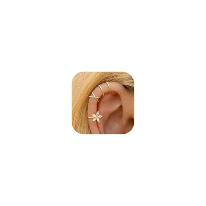 Ear Cuffs for Women Non Piercing Ear Cuff Earrings Non Pierced Cartilage Earrings Adults Christmas Stocking Stuffers Trendy Gifts 2025 - color: 5Pcs Gold Ear Cuffs