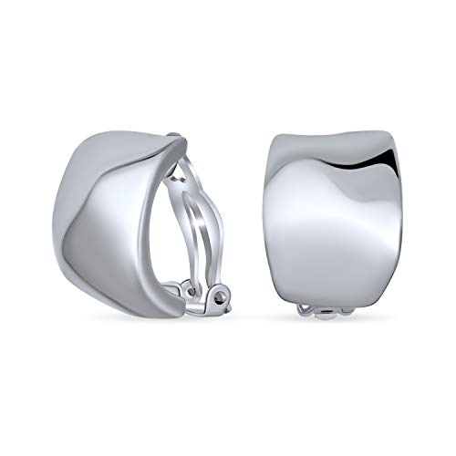 Modern Hammered Dome Half Hoop Clip-On Earrings Silver Gold Plated - color: Grey