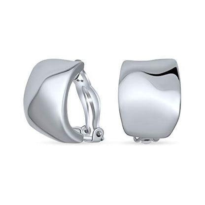 Modern Hammered Dome Half Hoop Clip-On Earrings Silver Gold Plated - color: Grey