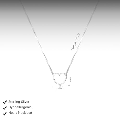 HERIER Cute Heart Necklace Dainty 18k Gold Plated Tiny Heart Pendant Choker Necklaces Small Gold Love Open Heart Chain Necklace for Women Simple Gold Necklace for Women Trendy Jewelry - color: Heart Necklace-Silver