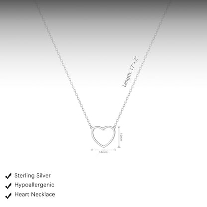 HERIER Cute Heart Necklace Dainty 18k Gold Plated Tiny Heart Pendant Choker Necklaces Small Gold Love Open Heart Chain Necklace for Women Simple Gold Necklace for Women Trendy Jewelry - color: Heart Necklace-Silver