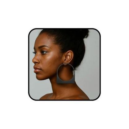Large Chunky Gold Hoop Earrings for Women – Expensive Hollow Geometric Stainless Steel Statement Dangle Earrings with Textured Big Circle Design, Modern Metallic Fashion Jewelry Gift - color: Black