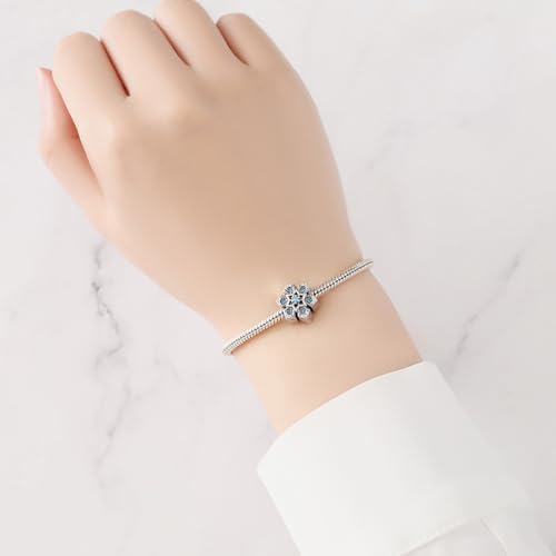925 Sterling Silver Charms Bead for Bracelets Necklaces, Star Moon Crescent Sun Solar Pendent, Blue Ocean Starfish Shells Turtle Crab Starry Sea Cute Jewelry Birthday Gifts for Women Men - style: Blue Snowflake Bead Charms