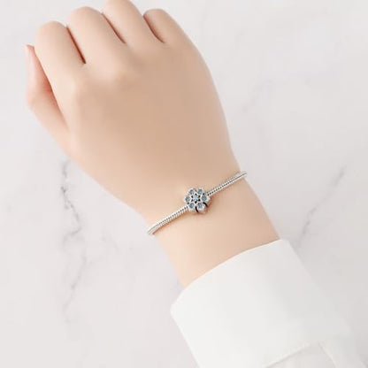 925 Sterling Silver Charms Bead for Bracelets Necklaces, Star Moon Crescent Sun Solar Pendent, Blue Ocean Starfish Shells Turtle Crab Starry Sea Cute Jewelry Birthday Gifts for Women Men - style: Blue Snowflake Bead Charms