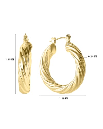 Jessica Simpson Womens Hoop Earrings - Silver-Tone or Gold-Tone Hoop | Earrings for Women - color: Gold Thick Twisted Hoops